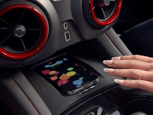 Close up view of a phone on the wireless charger in a 2026 Chevrolet
Blazer