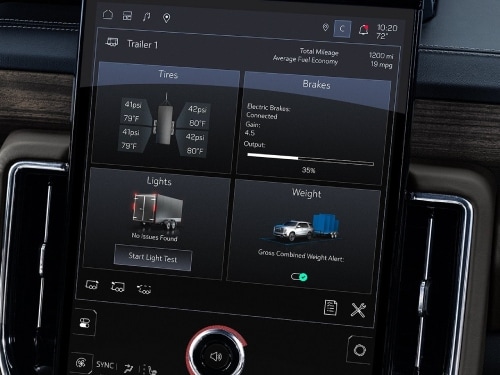 2025 GMC Yukon touchscreen showing trailering app