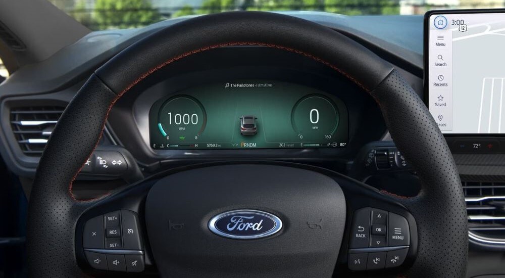 A close up of the digital gauges in a 2023 Ford Escape.