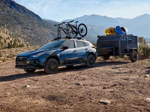 2023 Subaru Crosstrek Wilderness packed for a camping trip
