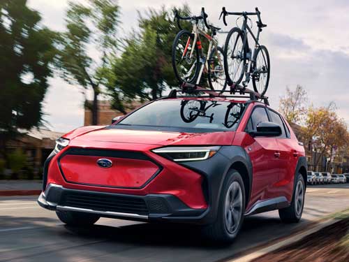 2024 Subaru Solterra hauling bikes