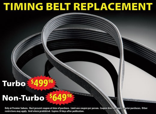 Timing belt replacement for a turbo $499.98, non-turbo $649.98