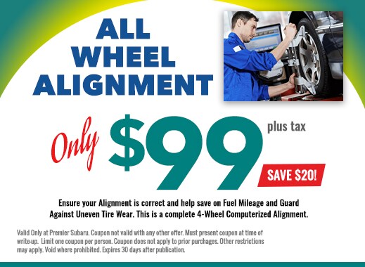 4 wheel alignment for $99.00 Save $20.00