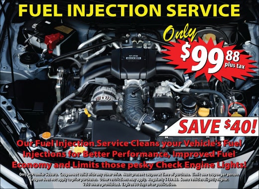 get fuel injection service only $99.88 at premier subaru