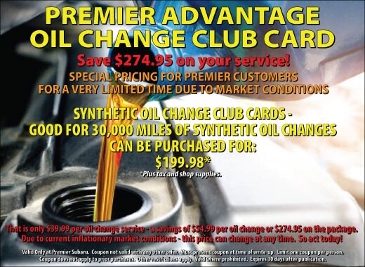 save $274.95 on your service with the premier oil change club card and save, get 5 oil changes for only $199.98