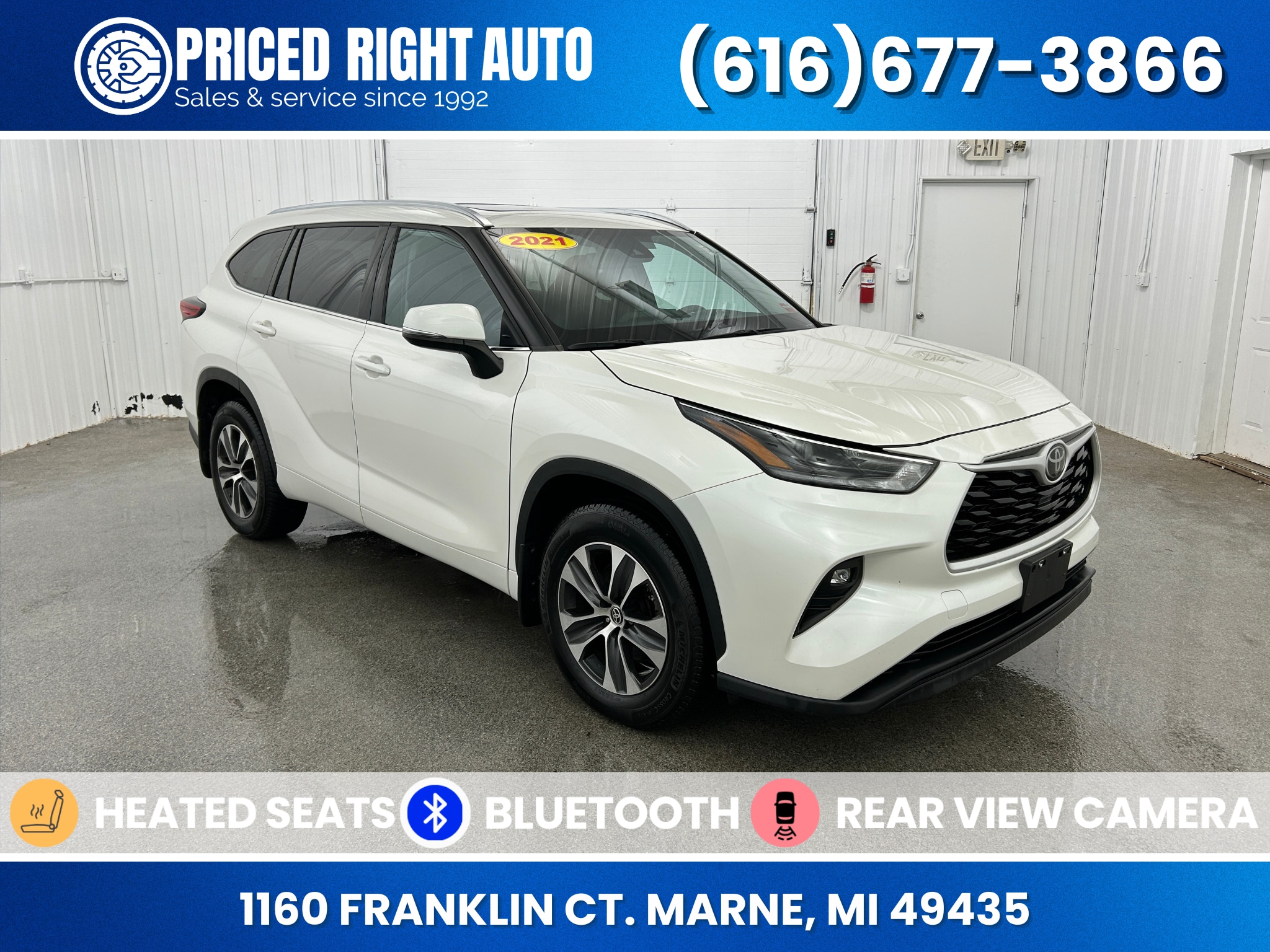 White (Blizzard Pearl) 2021 Toyota Highlander XLE AWD SUV / Crossover All-Wheel Drive 8-Speed Automatic