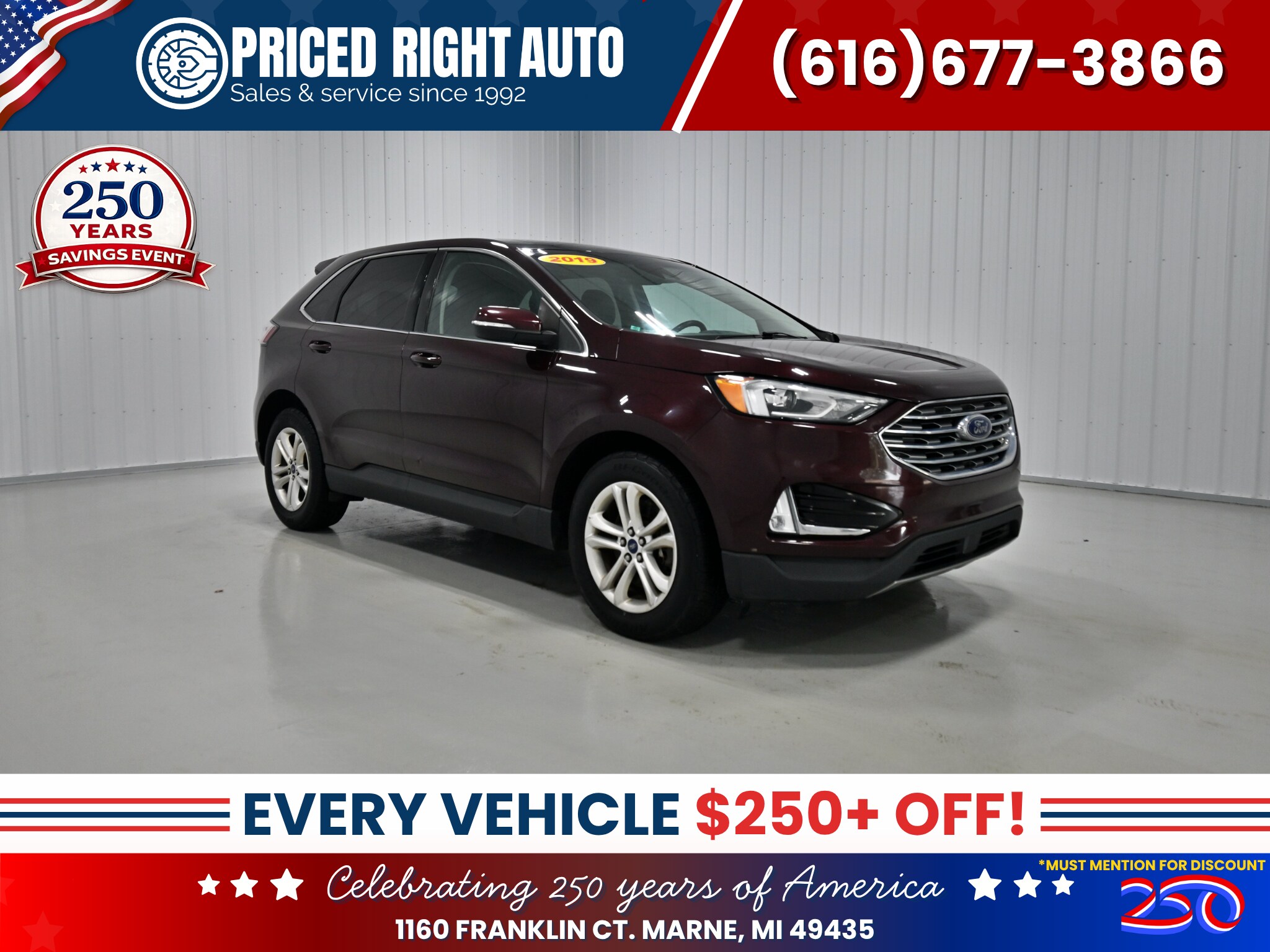 Red (Burgundy) 2019 Ford Edge SUV / Crossover All-Wheel Drive 8-Speed Automatic