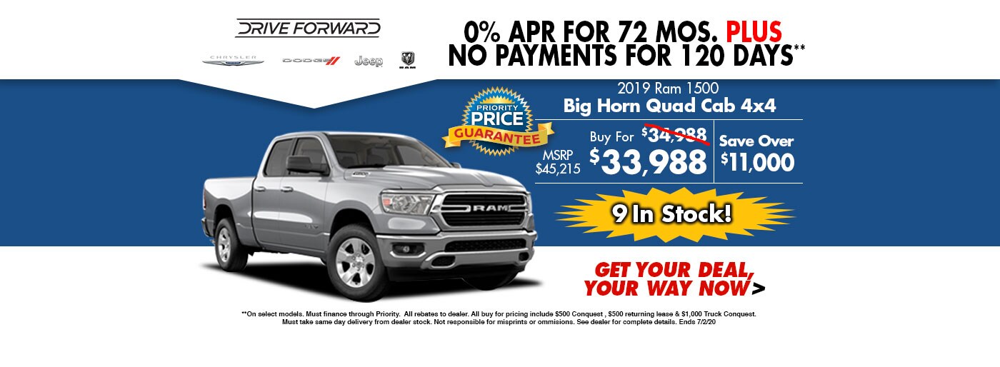 0 Down Payment at Priority Chrysler Dodge Jeep Ram of Salisbury