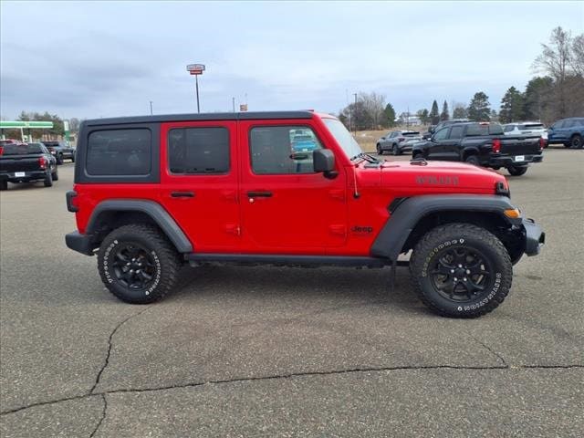 Used 2021 Jeep Wrangler Unlimited Willys with VIN 1C4HJXDGXMW776932 for sale in Princeton, MN