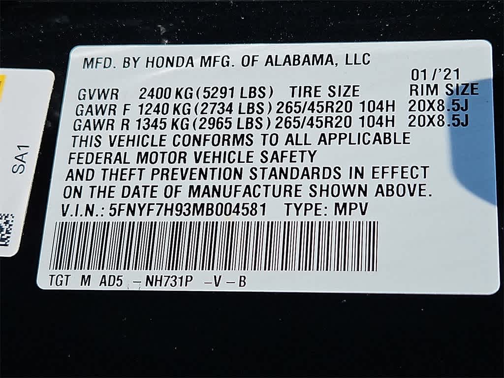 2021 Honda Passport Touring 33