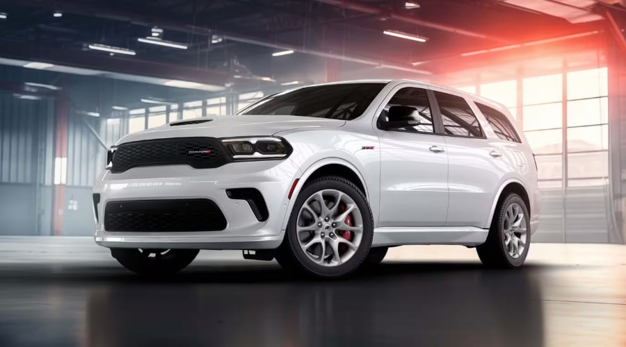A 2026 Dodge Durango navigating snowy weather in Dalton, highlighting its active safety features