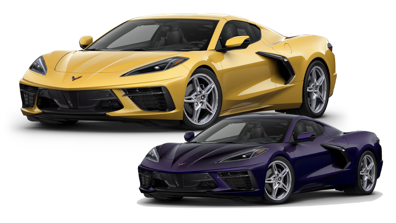 2025 Chevrolet Corvette Competition Yellow Tintcoat Metallic and Hysteria Purple Metallic