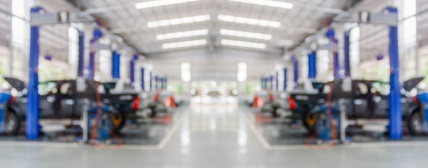 A blurry garage bay.