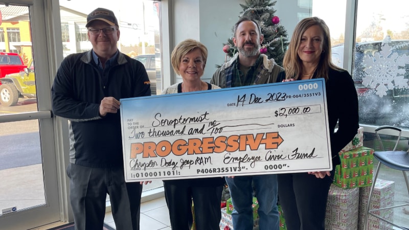 Progressive Chrysler Jeep Dodge Ram Soroptomist Civic Fund Group Donation