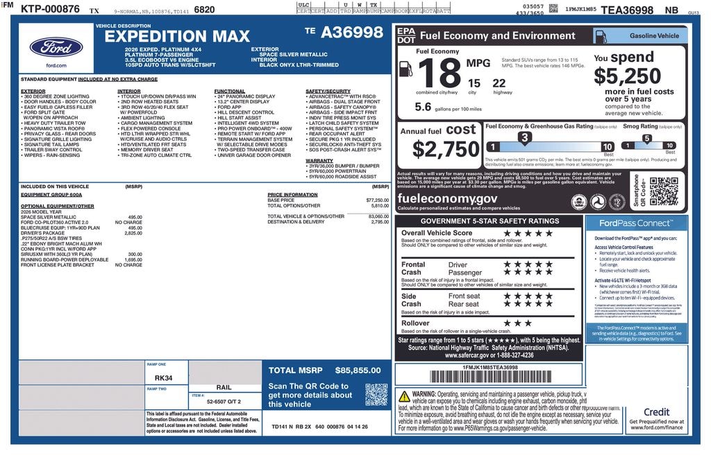 New 2026 Ford Expedition Max Platinum SUV