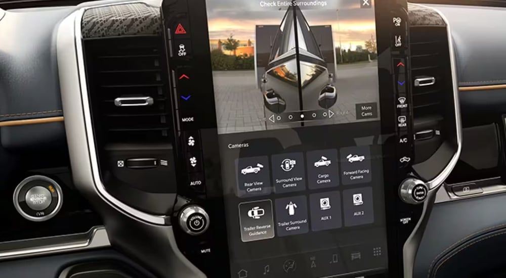 A close up of the infotainment screen in a 2025 Ram 1500.