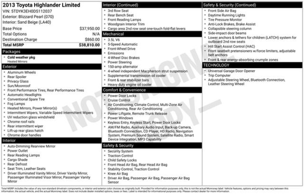 Used 2013 Toyota Highlander Limited SUV