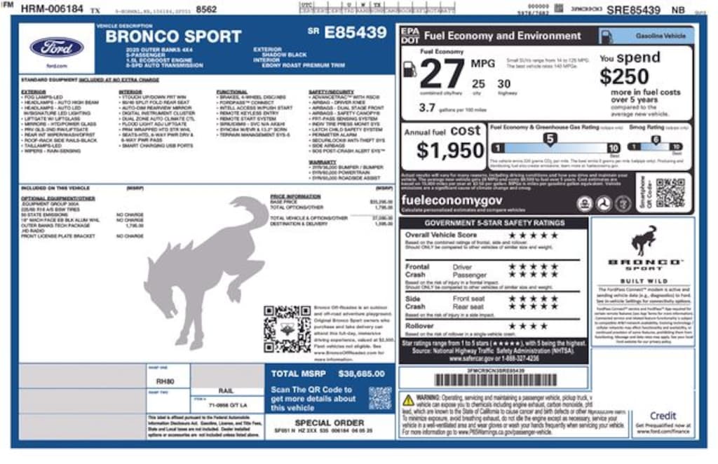 Used 2025 Ford Bronco Sport Outer Banks SUV