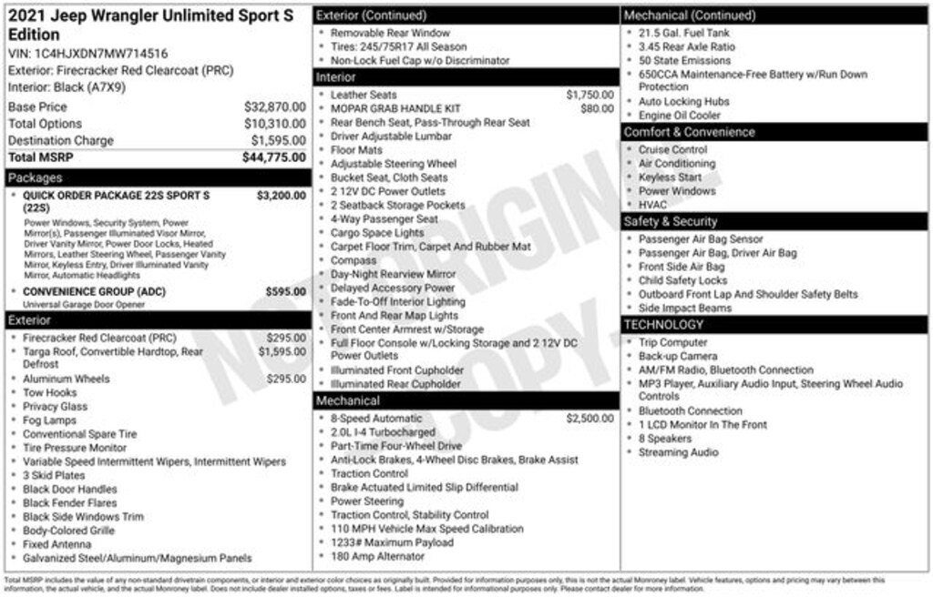 Used 2021 Jeep Wrangler Unlimited Sport S SUV