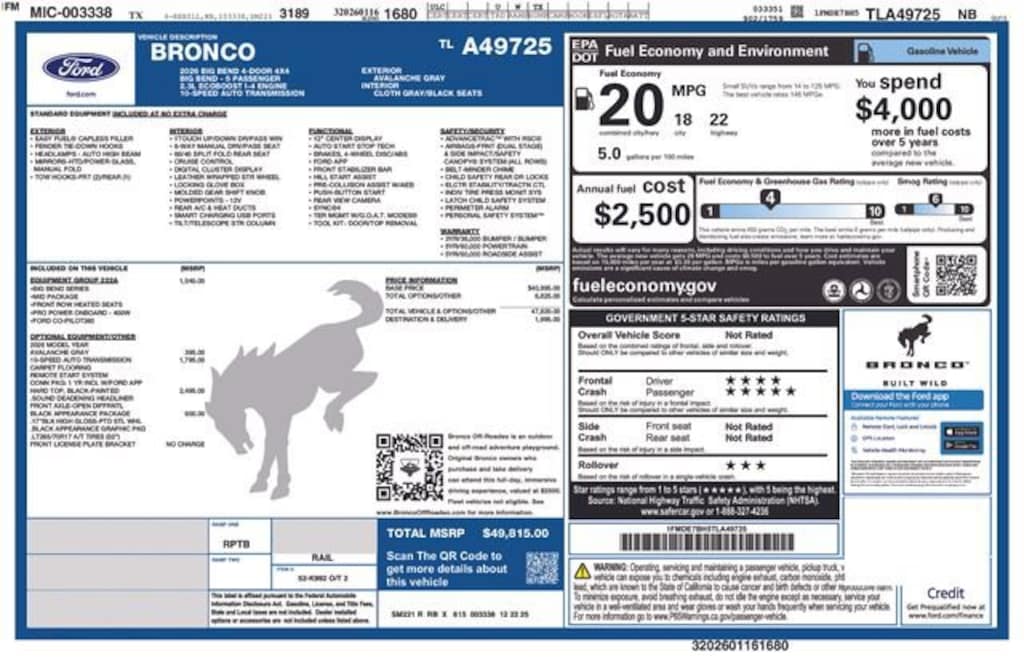 New 2026 Ford Bronco Big Bend SUV