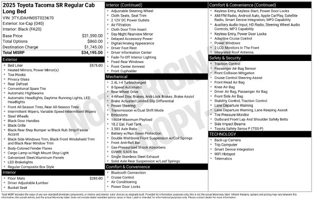 Used 2025 Toyota Tacoma SR Truck