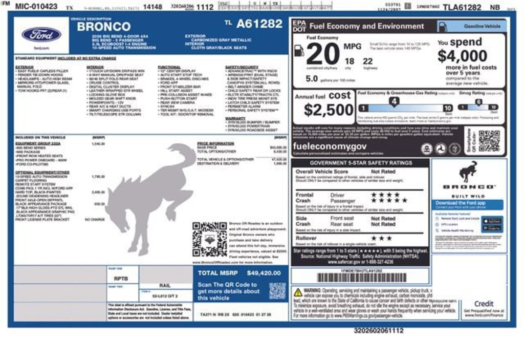 New 2026 Ford Bronco Big Bend SUV