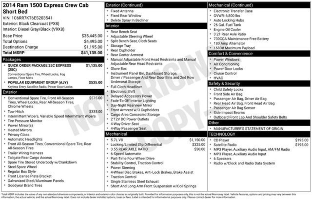 Used 2014 Ram 1500 Tradesman/Express 5.7L V8 HEMI MDS VVT Truck Crew Cab