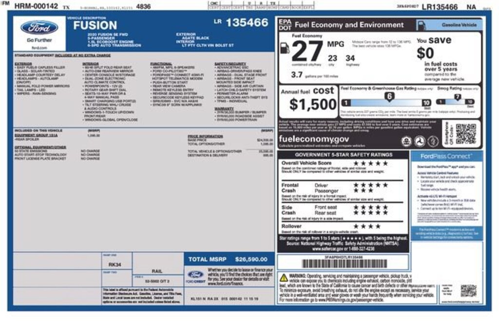Used 2020 Ford Fusion SE Sedan