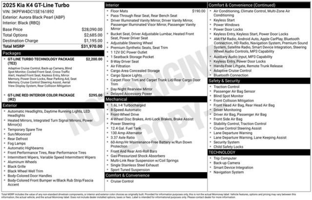 Used 2025 Kia K4 GT-Line Turbo Sedan