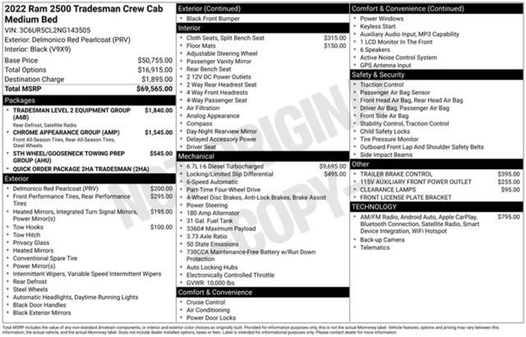 Used 2022 Ram 2500 Tradesman Truck Crew Cab