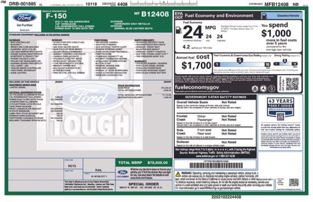 Used 2021 Ford F-150 Truck SuperCrew Cab