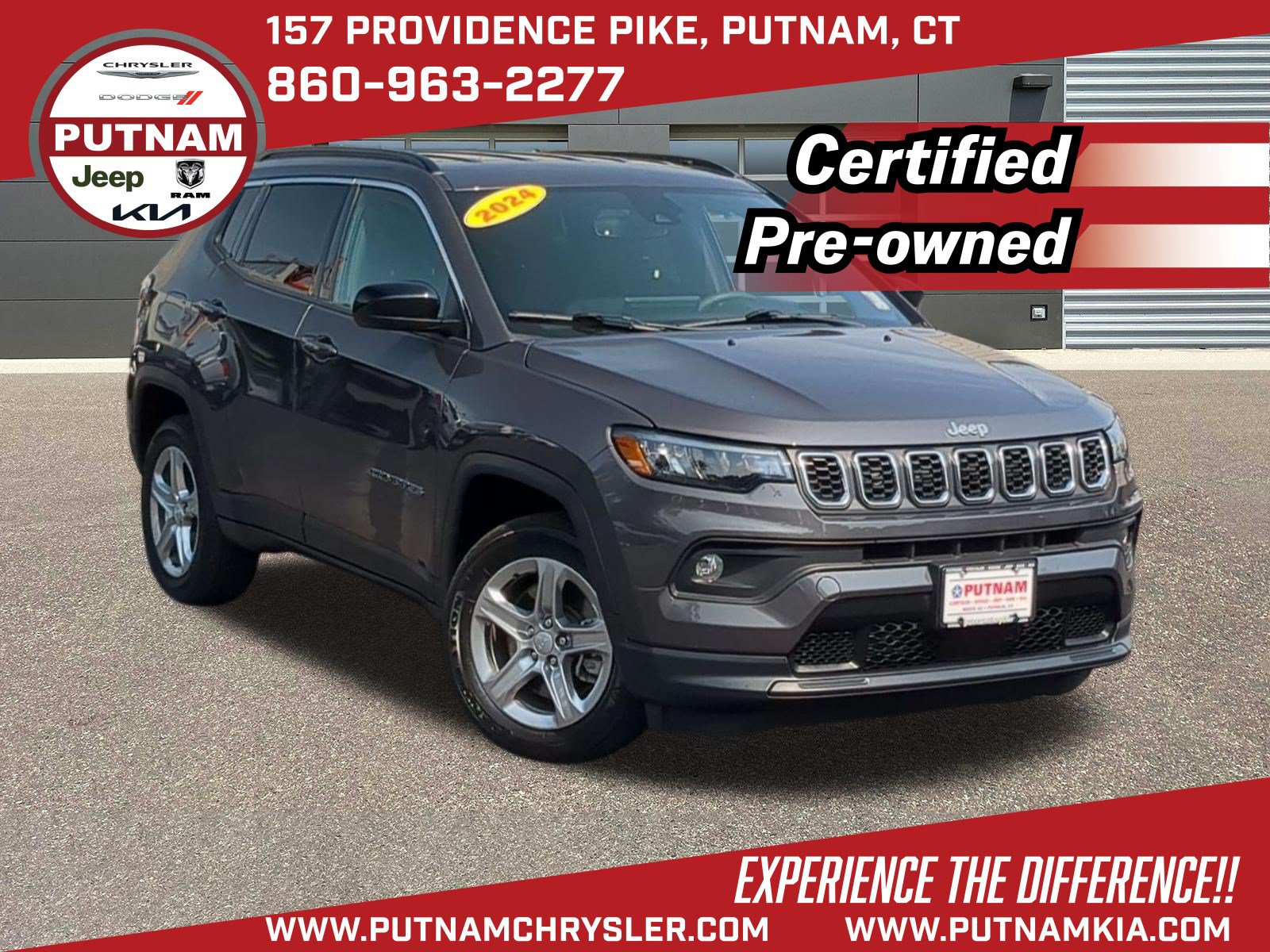 Certified 2024 Jeep Compass Latitude with VIN 3C4NJDBNXRT120682 for sale in Putnam, CT