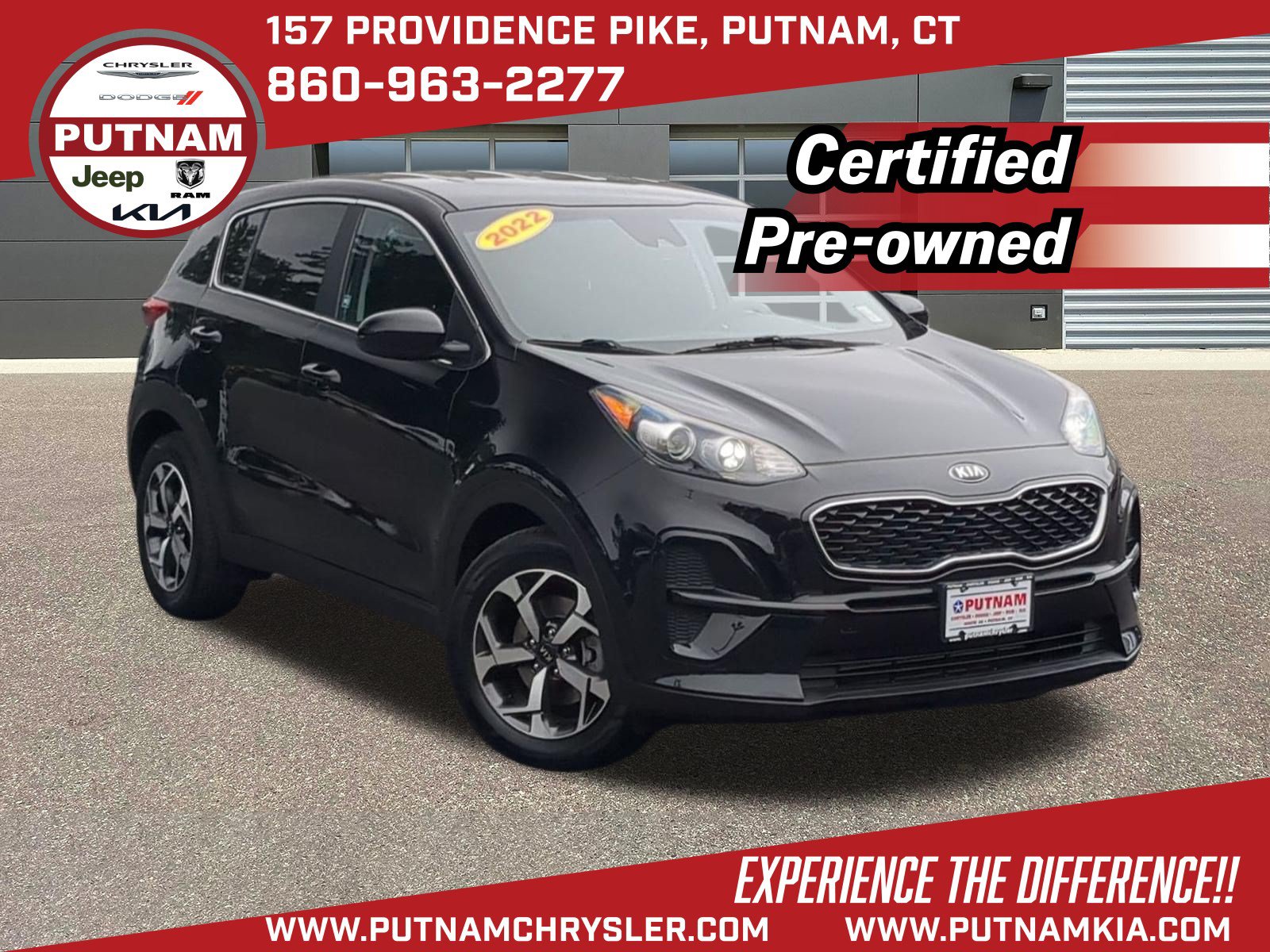 Certified 2022 Kia Sportage LX with VIN KNDPM3AC9N7998788 for sale in Putnam, CT