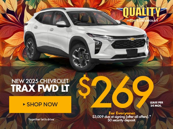 New 2025 Chevrolet Trax FWD LT Lease for $269 per mo. 24 mos.