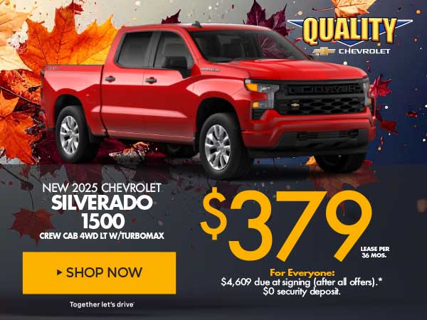 New 2025 Chevrolet Silverado 1500 Lease for $379 mo. 36 mos.