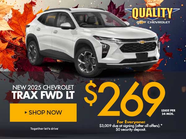 New 2025 Chevrolet Trax FWD LT Lease for $269 per mo. 24 mos.