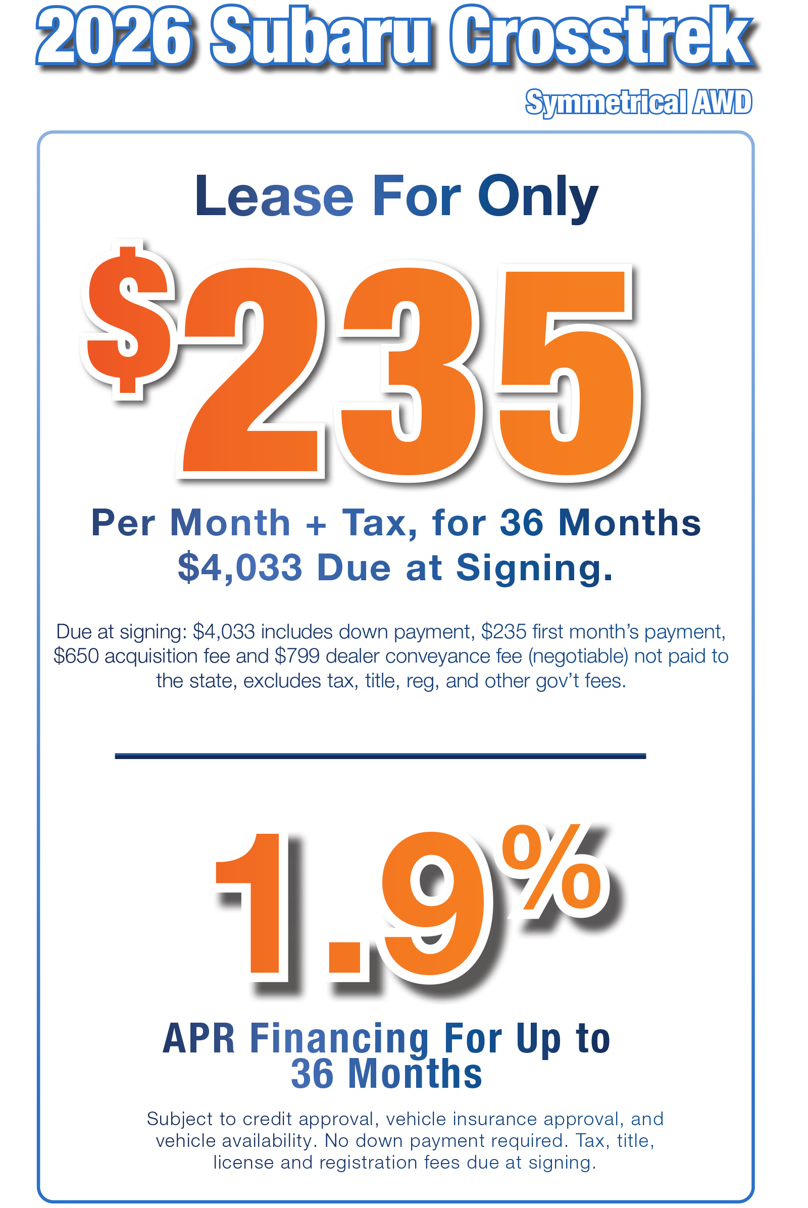 2026 Subaru Crosstrek Base Offer