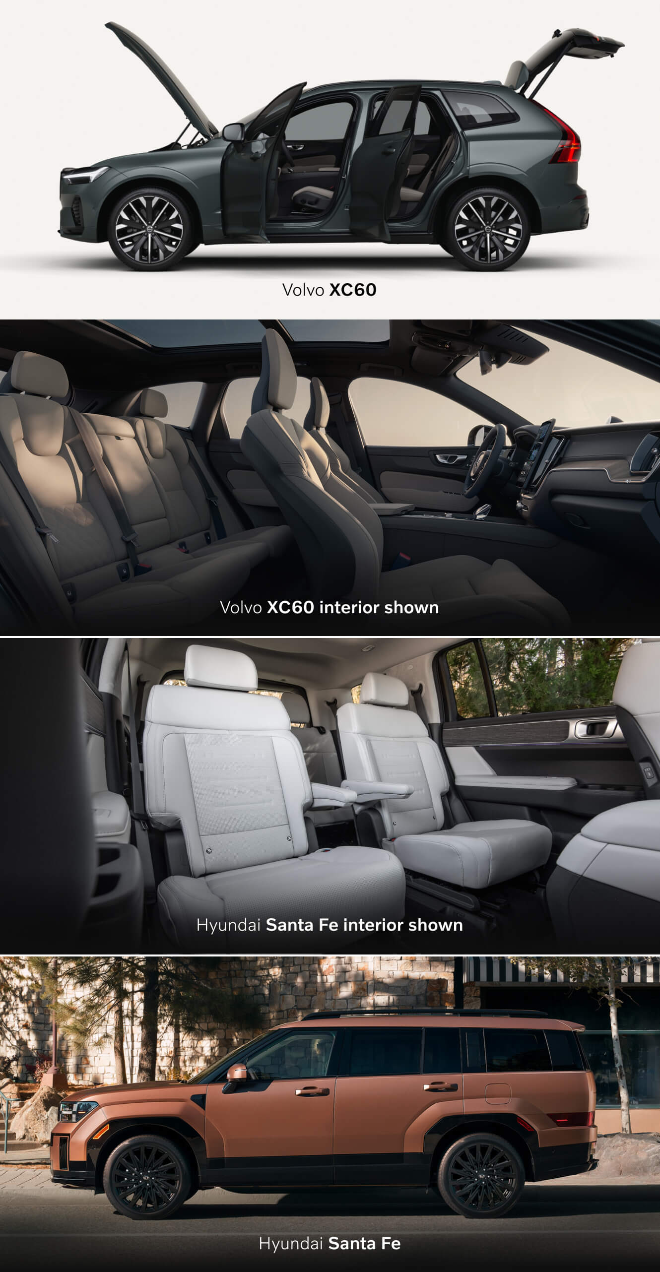 Volvo XC60 vs. Hyundai Santa Fe Dimensions