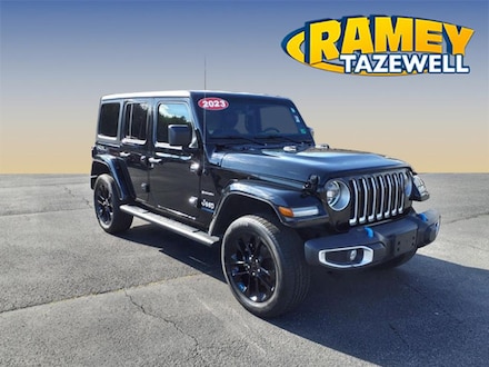 Pre-Owned Featured 2023 Jeep Wrangler Sahara 4xe SUV for sale near you in Tazewell, VA