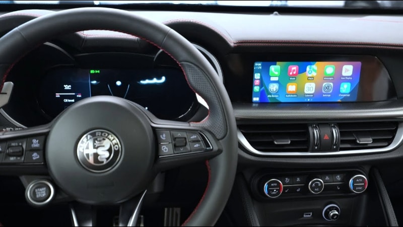 2025 Alfa Romeo Giulia 8.8-inch touchscreen infotainment system. With Apple CarPlay, Android Auto