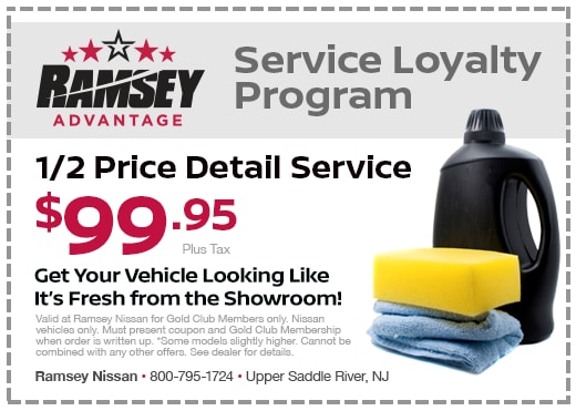 Ramsey Advantage Service Loyalty Program half price Nissan car detail coupon offer NJ