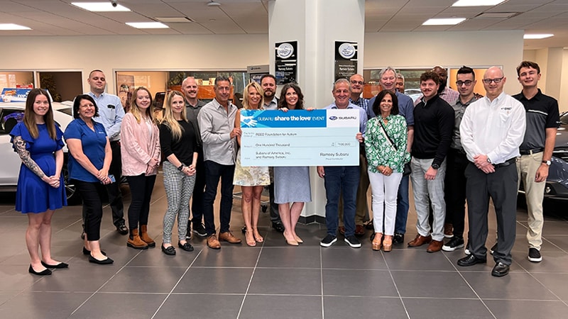 Ramsey Subaru presents REED Foundation for Autism with $100,000 check