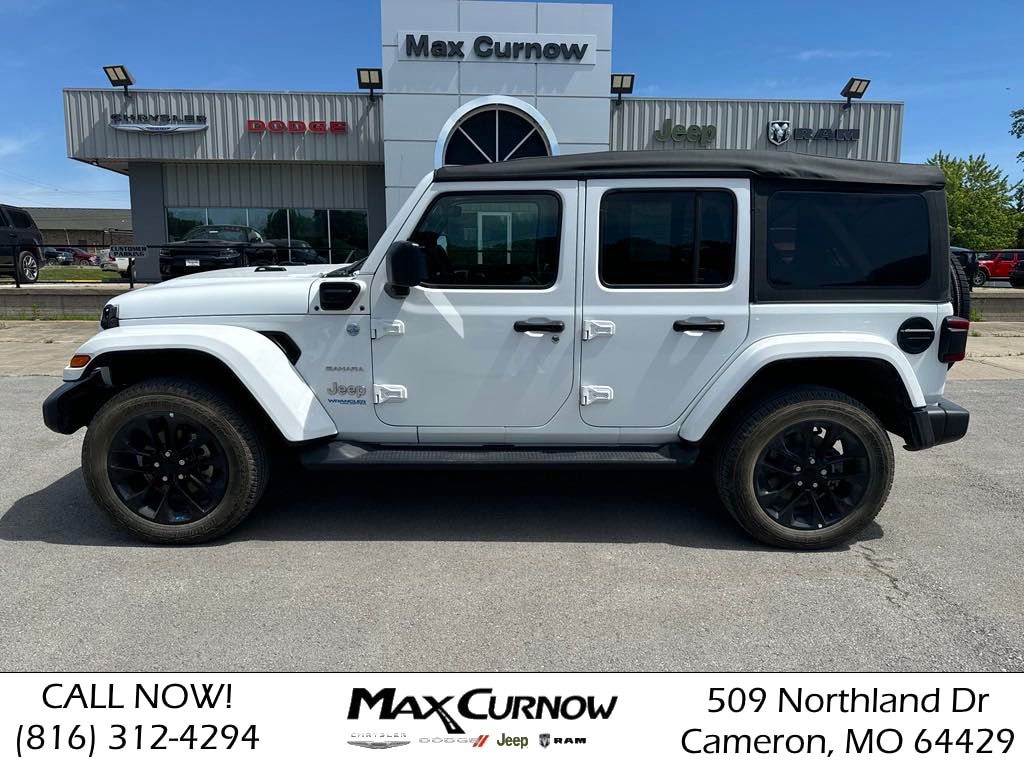 Used 2022 Jeep Wrangler Unlimited Sahara 4XE with VIN 1C4JJXP67NW123528 for sale in Cameron, MO