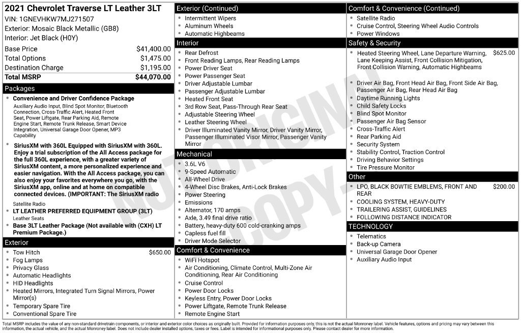 2021 Chevrolet Traverse 3LT - Photo 6