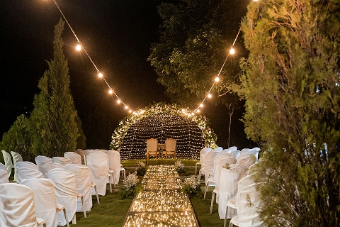 a wedding venue decorated for a wedding in Plano, TX