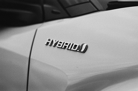 hybrid emblem on a car