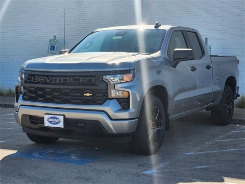 grey 2025 chevrolet 1500 silverado truck parked at the Huffines Chevrolet Plano dealership in plano, TX