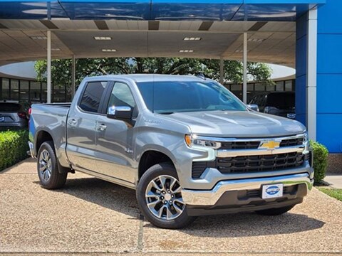 grey 2026 Chevy 1500 truck parked at the Huffines Chevrolet Plano dealership in Plano, TX