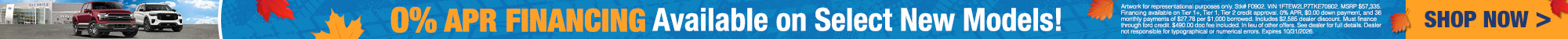 0% APR Financing on Select New Models