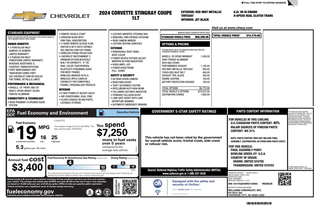 Used 2024 Chevrolet Corvette Stingray Coupe